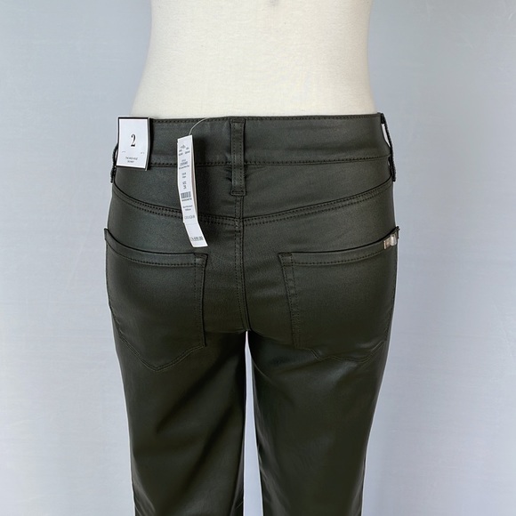 NWT WHBM MidRise Coated Moto Skinny Green 2R - Picture 11 of 16